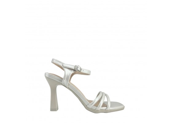 Sandalia Tacón Ancho Metalizado